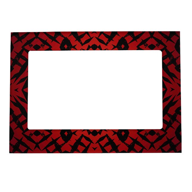 Red tribal shapes pattern magnetic frame (Front)