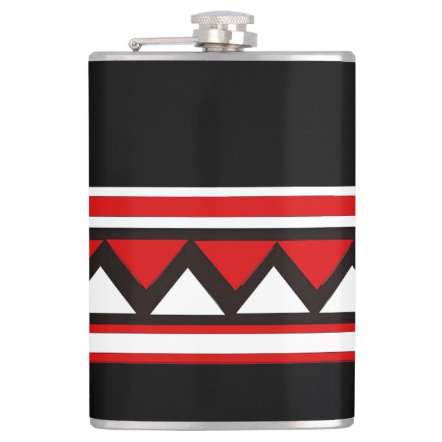 Red Tribal Triangles   Flask (Front)