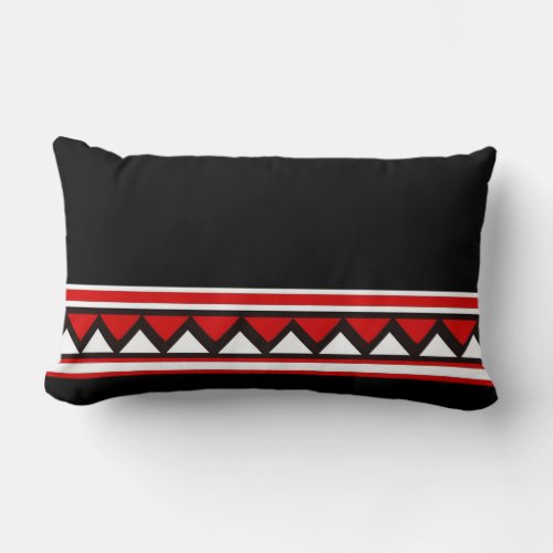 Red Tribal Triangles Lumbar Pillow