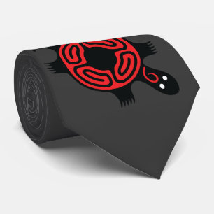 Red Tribal Turtle Tie