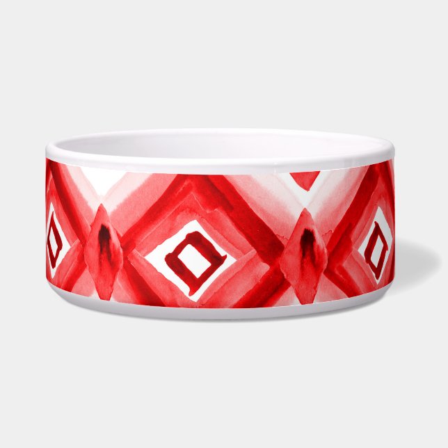 Red tribal, watercolor ethnic pattern. bowl (Front)