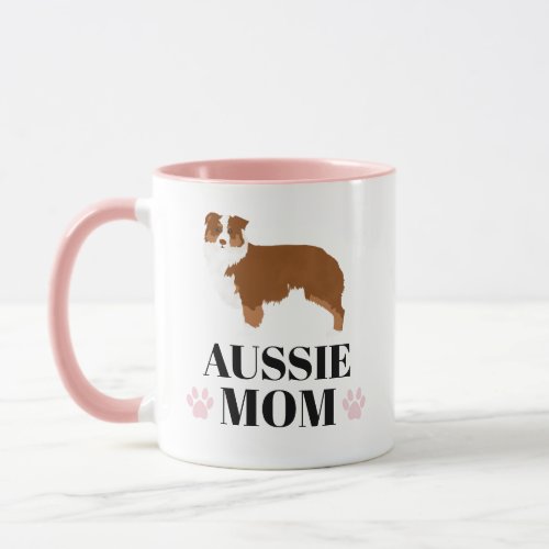 Red Tricolored Aussie Mom dog photo Mug