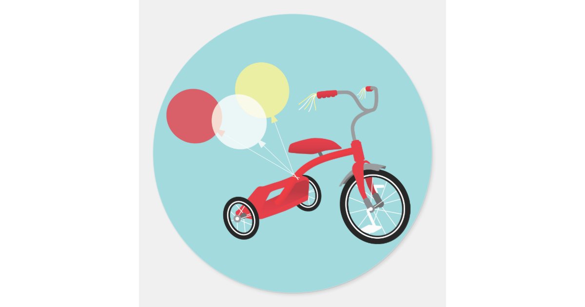 Red Tricycle Graphic Classic Round Sticker Zazzle