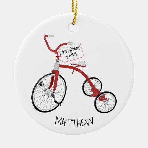 Red Tricycle Toddler Kids Christmas Ornament