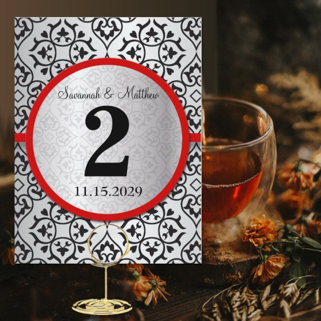Red Trim Black Silver Gray Table Number (Creator Uploaded)
