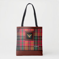 Red Trim Madras Plaid Virgin Islands Flag Tote Bag