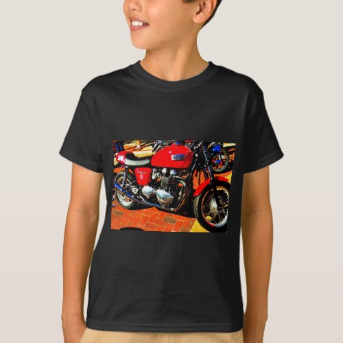 Red Triumph Motorcycle T_Shirt