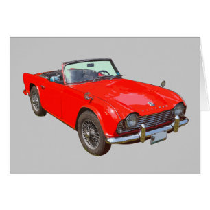 Red Triumph Tr4 Convertible Sports Car Cards