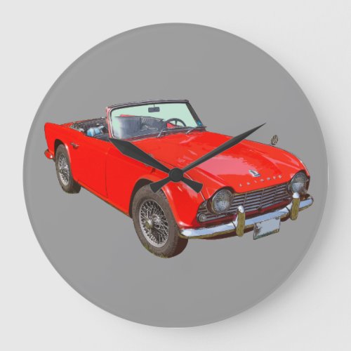 Red Triumph Tr4 Convertible Sports Car Large Clock