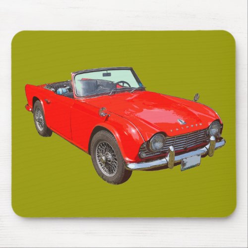 Red Triumph Tr4 Convertible Sports Car Mouse Pad