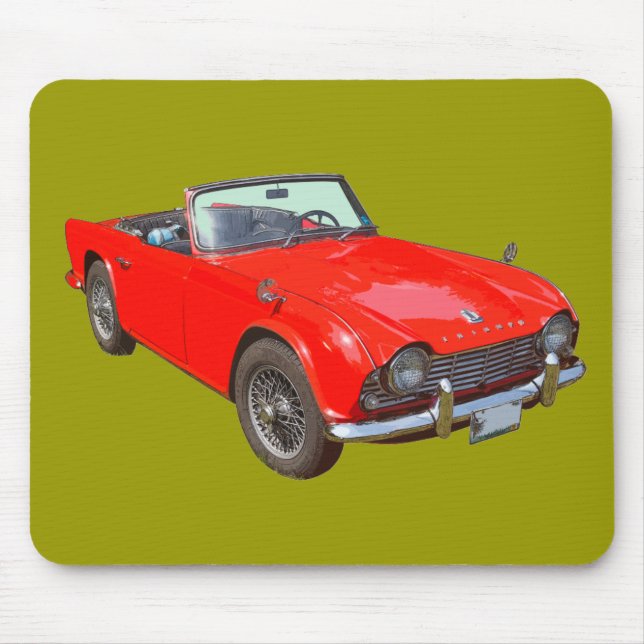Red Triumph Tr4 Convertible Sports Car Mouse Pad (Front)
