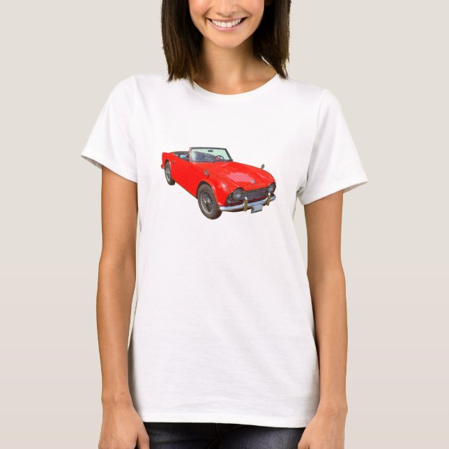 Red Triumph Tr4 Convertible Sports Car T-Shirt (Front)