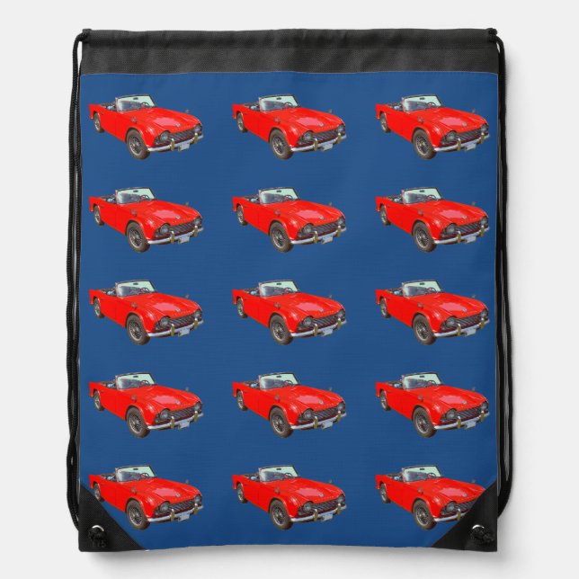 Red Triumph Tr4 Convertible SportsCar Drawstring Bag (Front)