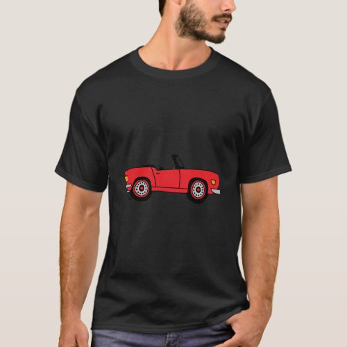 Red Triumph Tr6 Cartoon Antique British Sportscar T_Shirt