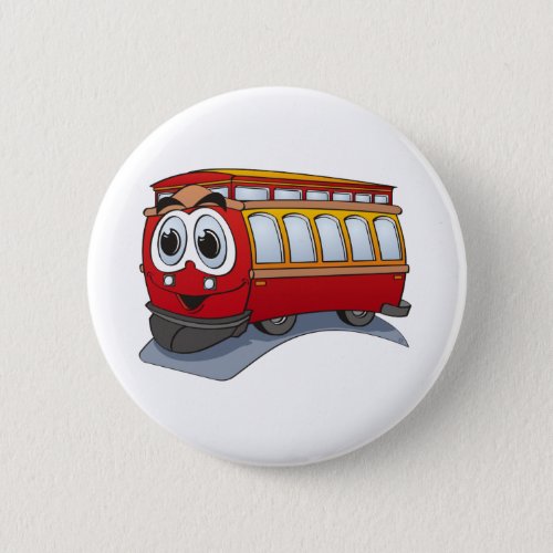 Red Trolley Cartoon Button