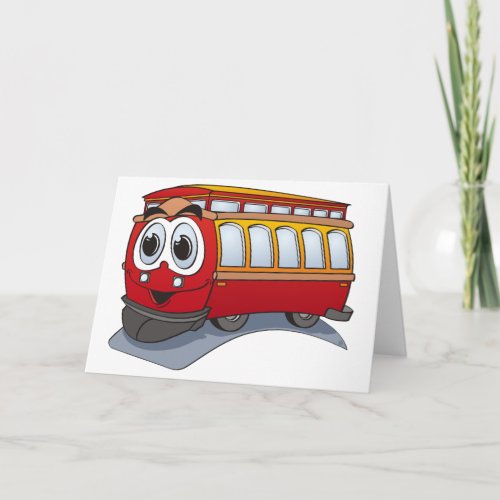 Red Trolley Cartoon Card