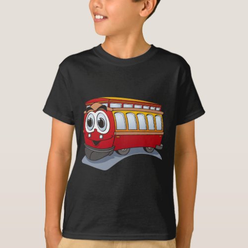 Red Trolley Cartoon T_Shirt