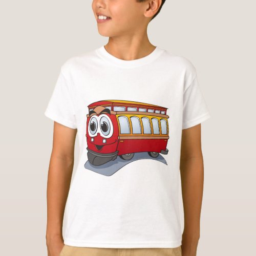 Red Trolley Cartoon T_Shirt