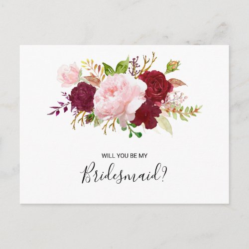 Red Tropical and Romantic Bridesmaid Invitation Postcard