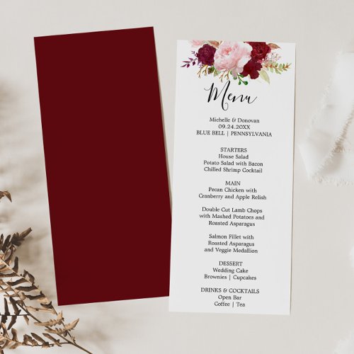 Red Tropical and Romantic Dinner Menu Card