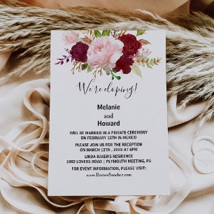Red Tropical and Romantic Elopement Reception Invitation