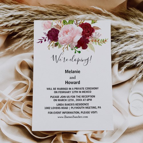 Red Tropical and Romantic Elopement Reception Invitation