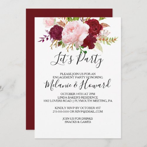 Red Tropical and Romantic Lets Party Invitation