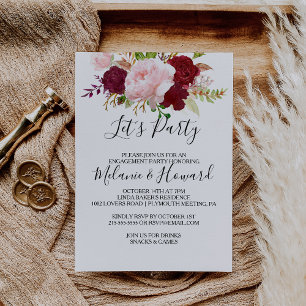Red Tropical and Romantic Let's Party Invitation