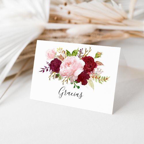 Red Tropical and Romantic Spanish Thank You Card