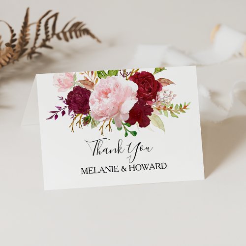 Red Tropical and Romantic Thank You Card