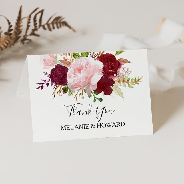 Red Tropical and Romantic Thank You Card (Creator Uploaded)