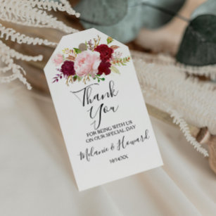 Red Tropical and Romantic Thank You Gift Tags