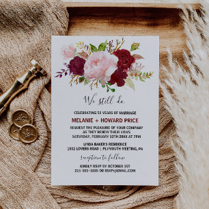 Red Tropical and Romantic Vow Renewal Invitation