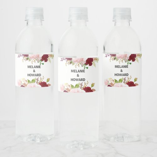Red Tropical and Romantic Water Bottle Label