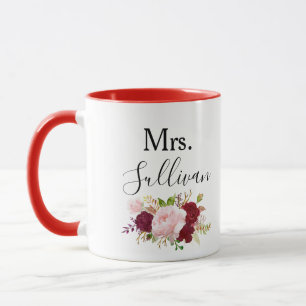 Red Tropical and Romantic Wedding Custom Mug