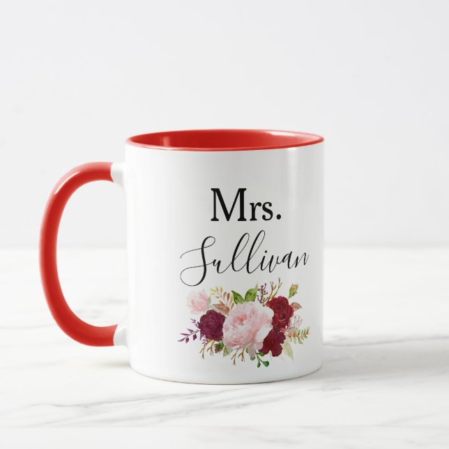 Red Tropical and Romantic Wedding Custom Mug (Left)