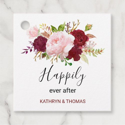 Red Tropical and Romantic Wedding Favor Tags