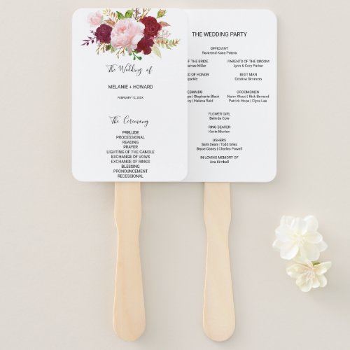 Red Tropical and Romantic Wedding Hand Fan