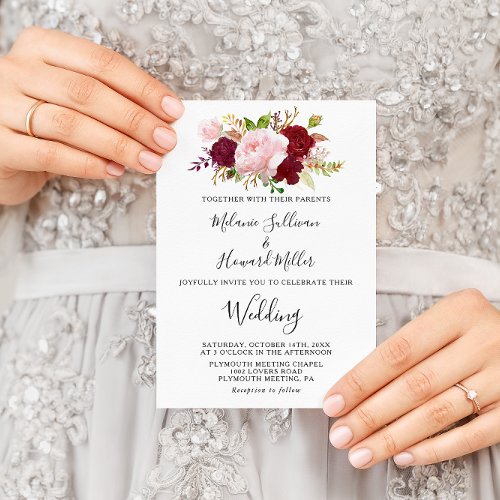 Red tropical and Romantic Wedding Invitation