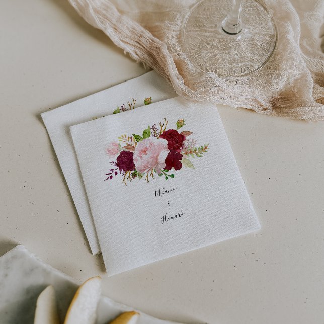 Red Tropical and Romantic Wedding Napkin (Creator Uploaded)