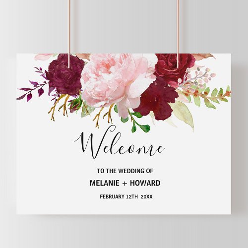 Red Tropical and Romantic Welcome Wedding Poster
