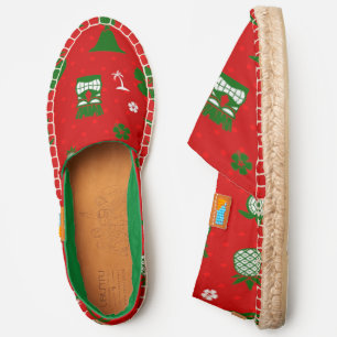 red tropical christmas tiki retro espadrilles