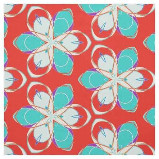 Red Tropical Floral Pattern Fabric