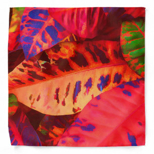 Red Tropical Leaves Bandana