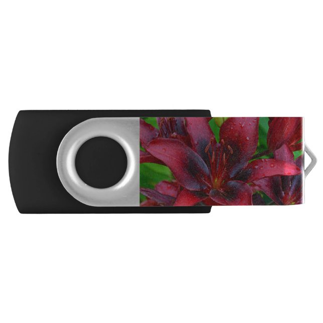 Red tropical lily flash drive (Front)