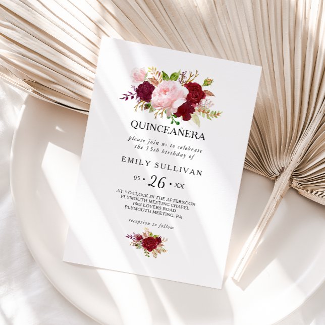 Red Tropical Quinceañera Birthday Party Invitation (Creator Uploaded)