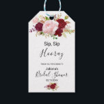 Red Tropical Romantic Sip Sip Hooray Bridal Shower Gift Tags<br><div class="desc">These red tropical romantic sip sip hooray bridal shower gift tags are perfect for an elegant wedding shower. The artistic bordo marsala design features  watercolor,  green,  pink,  burgundy and blush roses assorted with greenery neatly arranged in a graceful and radiant flower bouquet.</div>
