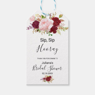 Red Tropical Romantic Sip Sip Hooray Bridal Shower Gift Tags