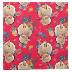 Red Tropical Snowman Cloth Napkin