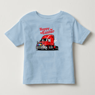 Red Truck 18 Wheeler Happy Easter Bunny Toddler T-shirt